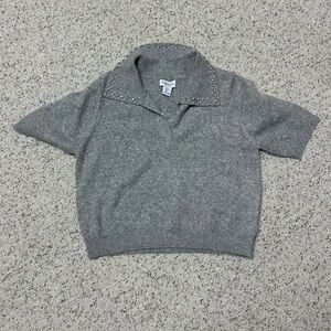 Song of Style Gray Studded Collar Top